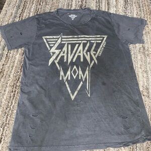 Savage Mom Distressed Kids T-Shirt - Charcoal (8)